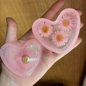 Babypink heart floral trinket dish